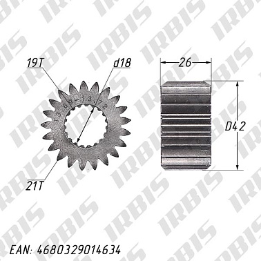 Шестерня привода масляного фильтра 166FMM (CB250) 21T (19) h=26мм