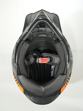 Шлем кроссовый HETOSHI OF836 EXOSS CROSS PRO MX289 цв.Черно-серо-оранжевый Матовый р.XS