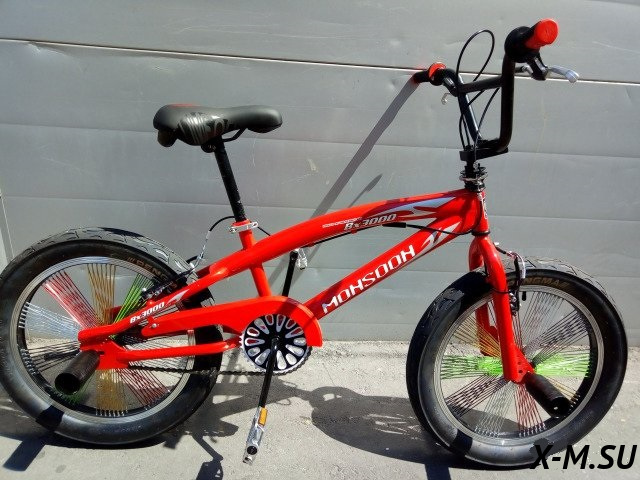 Велосипед 20" MONSOON Bx3000 (BMX,cтальная рама, колеса 20*2.125, 68 спиц, 1 скорость, звезда 44T*15 Велосипед 20" MONSOON Bx3000 (BMX,cтальная рама, колеса 20*2.125, 68 спиц, 1 скорость, звезда 44T*15